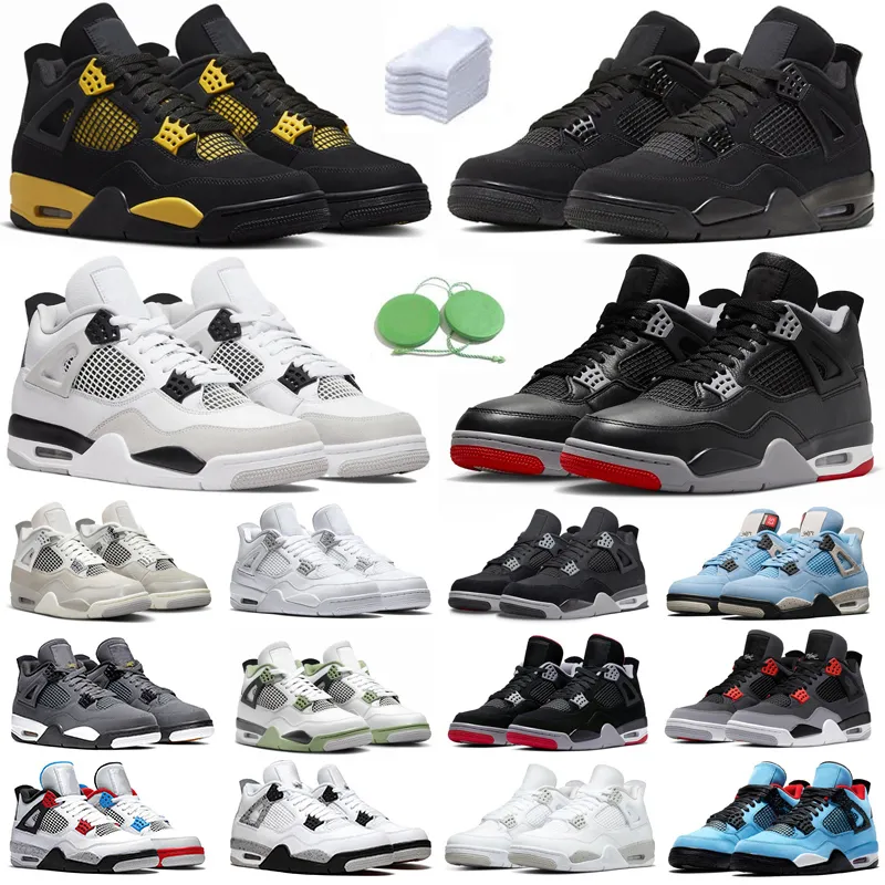 4 buty do koszykówki mężczyźni kobiety 4s Sneaker wyhodowany ponownie wojskowy czarny kot sosna zielona zielona morska biały oreo czerwony grzmot UNC Medium Olive Mens Treakers Sports Sneakers