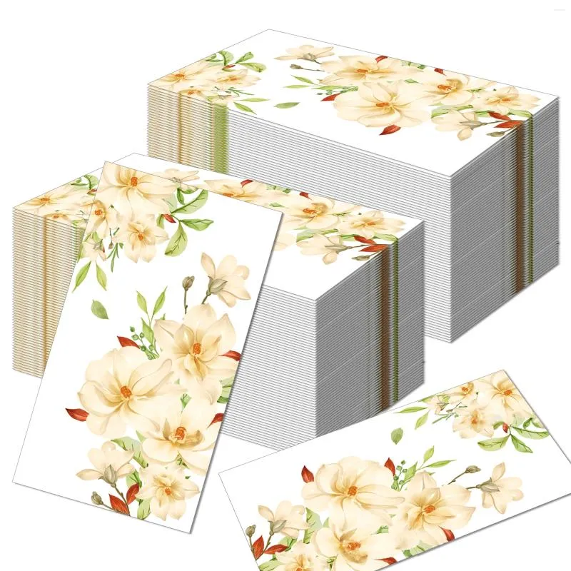 Serviette de table 100 pièces serviettes en papier Magnolia blanc 33 40 cm 2 épaisseurs jetables mariage serviettes de service douces pour anniversaire de fête de cocktail