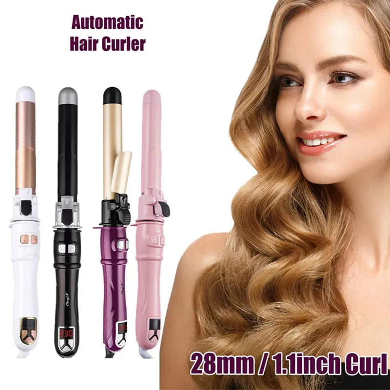 28mm profissional cerâmica auto modelador de cabelo lcd curling ferro rolo cachos varinha vacilar aparelhos estilo cabelo ferramentas ondulação do cabelo 240111