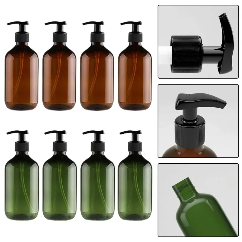 Dispenser di sapone liquido 4 pezzi Pompa a mano Bottiglia Bagno Fai da te Lozione Gel doccia Shampoo Riutilizzabile Plastica 500 ml Trasparente