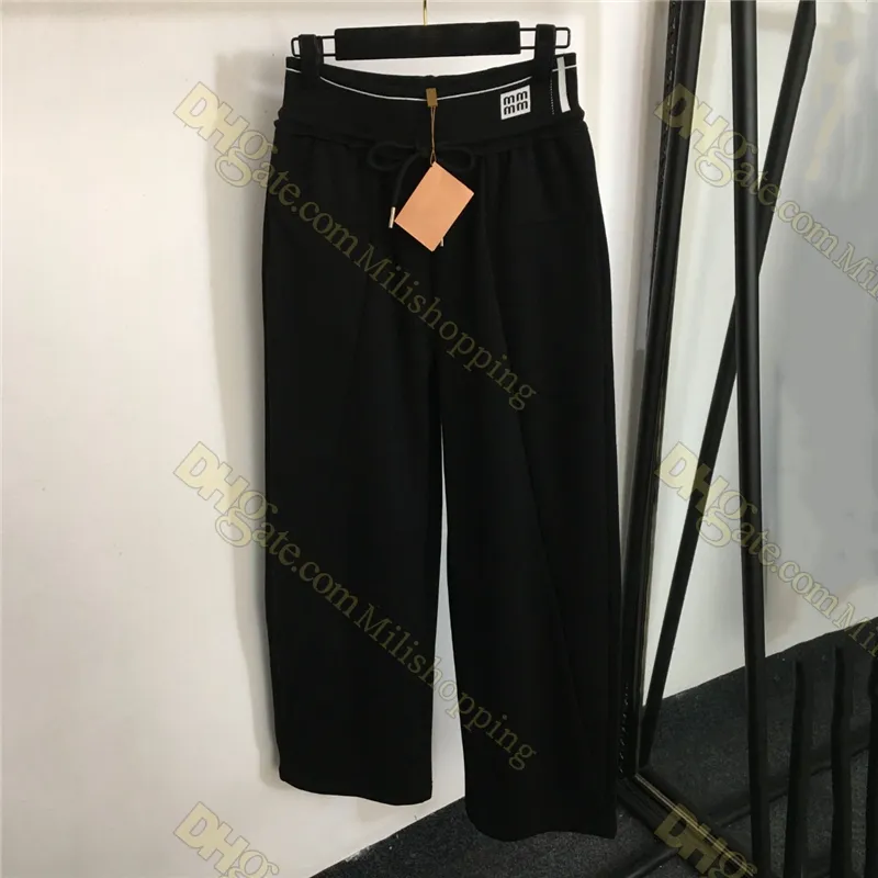 Pantalones cálidos de felpa de diseñador para mujer, pantalón de chándal con cordón elástico, pantalón de pierna ancha, pantalones informales de moda de invierno