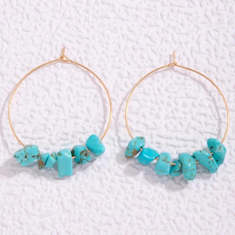 Boucles d'oreilles pendantes euraméricaines turquoise perlées rondes grande fête exagérée pour dame