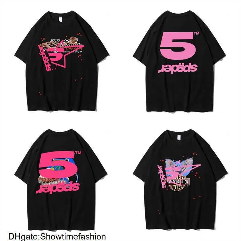 Vêtements de mode de créateurs Hip hop T-shirts T-shirts jeune voyou étoile même Sp5der 555555 T-shirt rose aigle T-shirt à manches courtes HX4A