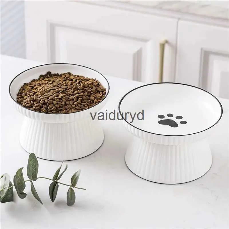 Dog Bowls Feeders Cute Pet Bowl Cartoon Pet Feeder High-foot Single Mouth Skidproof Ceramic Dog Cat Food Bowls Pets Drinking Feeding Containervaiduryd