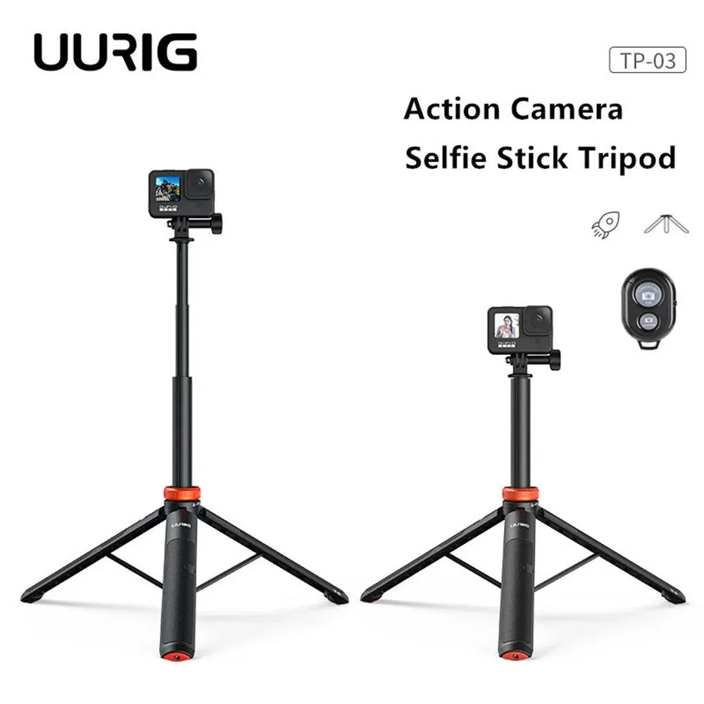 Tripods Uurig 5stage Selfie Stick Trans Tripod لـ GoPro Hero 11 10 Insta360 Action Camera Tripods Hand Grips Extension Rod GoPro Accessories
