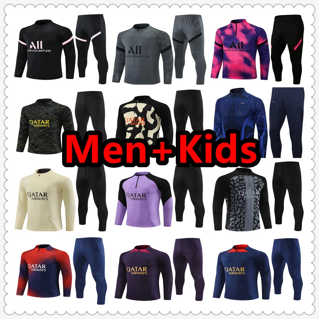 22 23 24 psgES trainingspak voetbalshirt MBAPPE voetbalshirts trainingspak jas 22 2023 2024 chandal futbol survetement voet maillot de mannen en kinderen kit