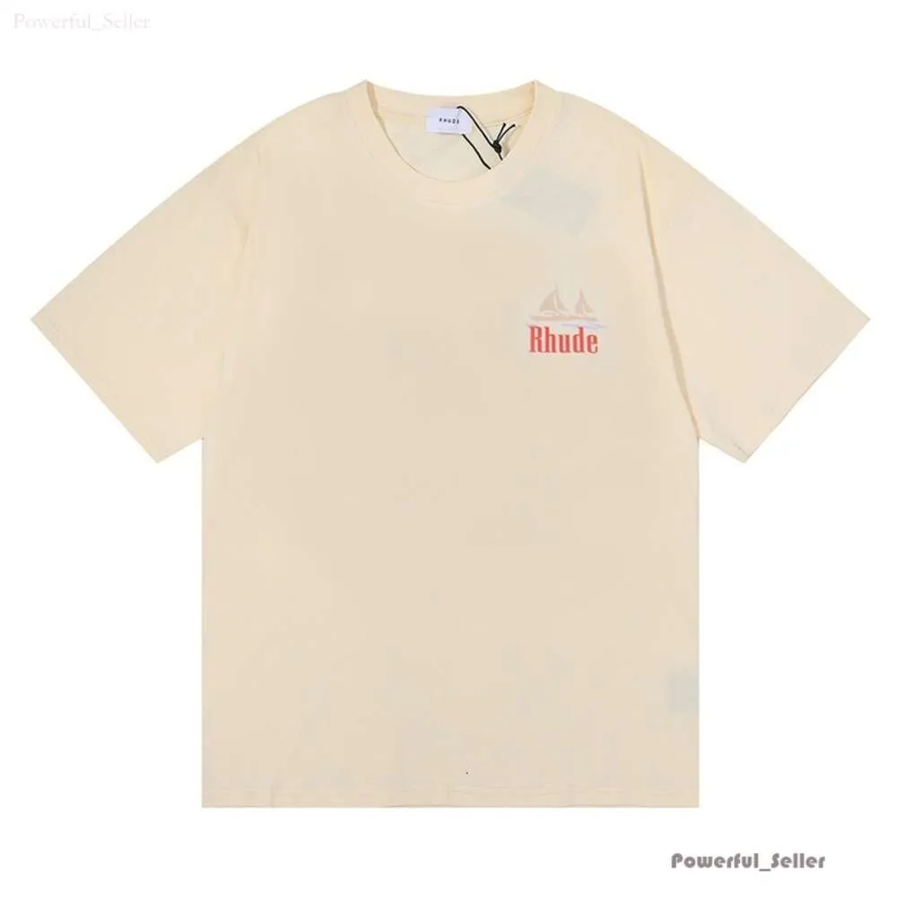 2024SS Nowe wiosenne lato Rhude T Shirt Man T koszule Kobiety Koszulki Ożywianie Mężczyźni Mężczyźni krótkie rękawie T-shirt Luksusowe marki T-shirty USA Rozmiar S-XXL 3190