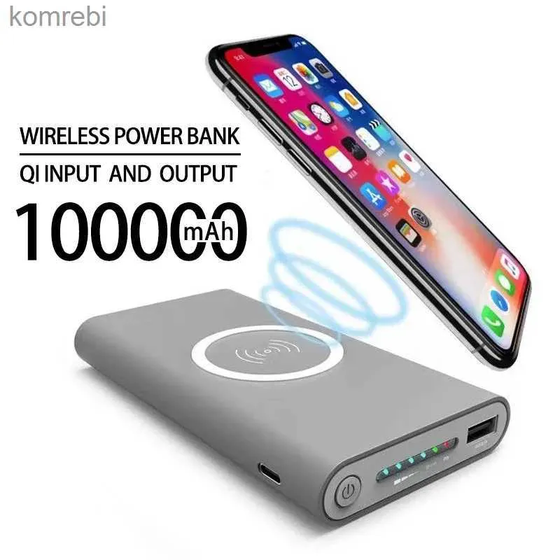 Cell Phone Power Banks 100000mAh Free Shipping Wireless Power Bank Fast Charging Portable LED Display External Battery Pack for HTC PowerBankL240111
