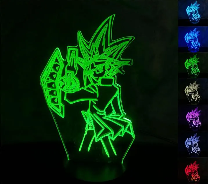 Yu Gi Oh Yugi Muto 3D светодиодные ночники, настольная лампа, новинка, светодиодный меняющийся ночник, настольная лампа для детей, Gift2266528