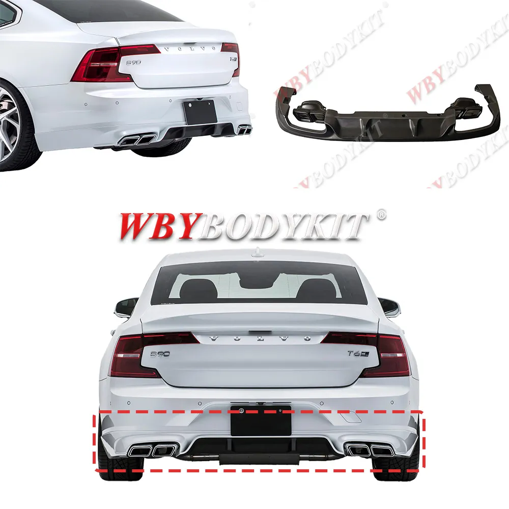 2016y Volvo S90 atualização erst sport Body Kits pequeno círculo lábio dianteiro lábio traseiro spoiler traseiro bocal de escape cauda pá traseira v90cc placa difusora de queixo traseiro peças automotivas