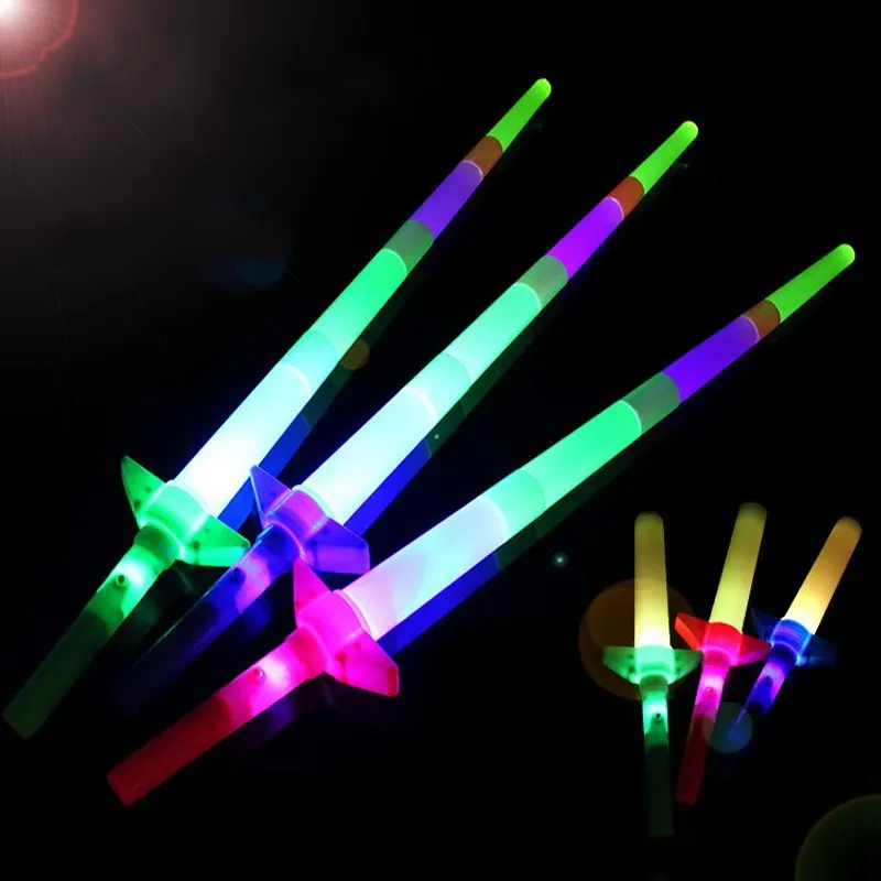 68CM Telescopic Luminous Stick Flash Light Up Fluorescent Sword Concert Christmas Carnival Toys Kids Gift
