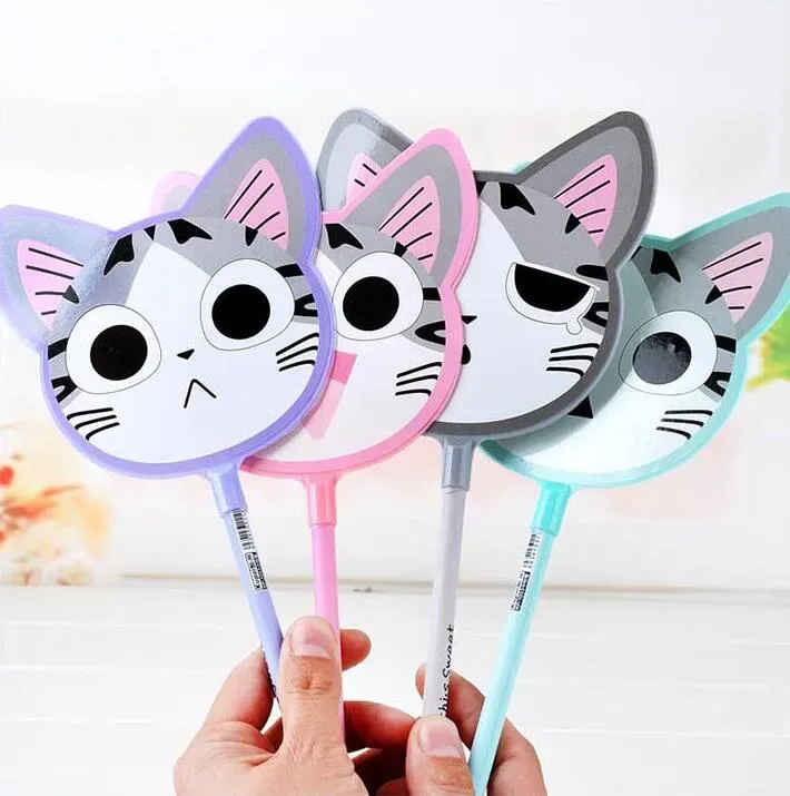 Cute Cartoon Cat Sprout Creative Fan Ballpoint Pens Wholesale Plastic Multicolor Korea Stationery G884