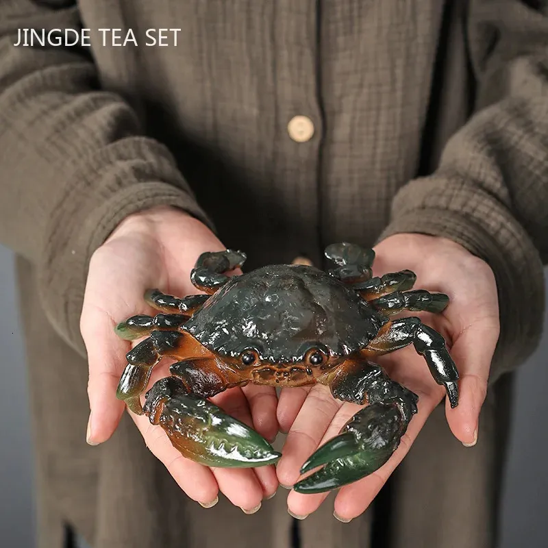 Creative Resin Tea Pet Decoration Flushing Color Changing Crab Ornaments Chinese Tea Art Accessories Home Flower Pot Decoration 240110