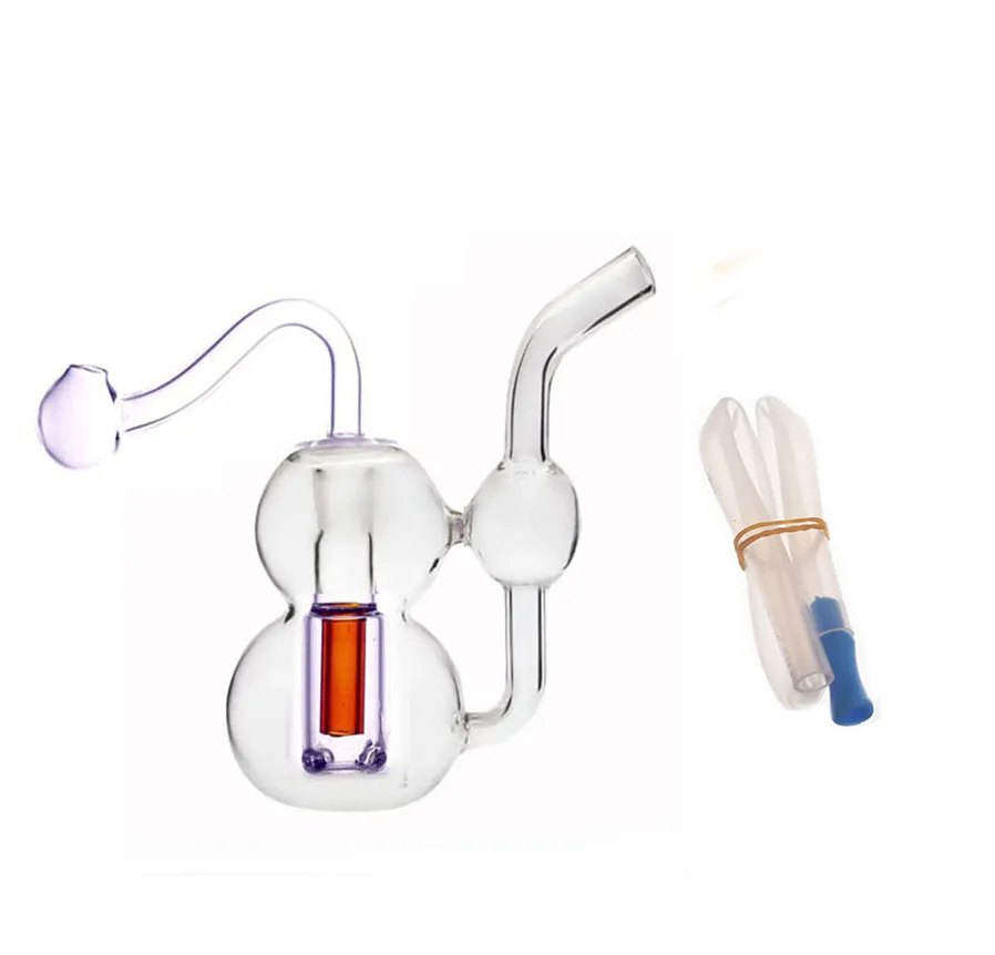 Mini Recycler Waterpijpen Waterpijp Bubbler Handrokende waterpijpen Dab Rig Oliebrander Bong voor droge kruiden met mannelijke glazen oliebrander, pijp en slang