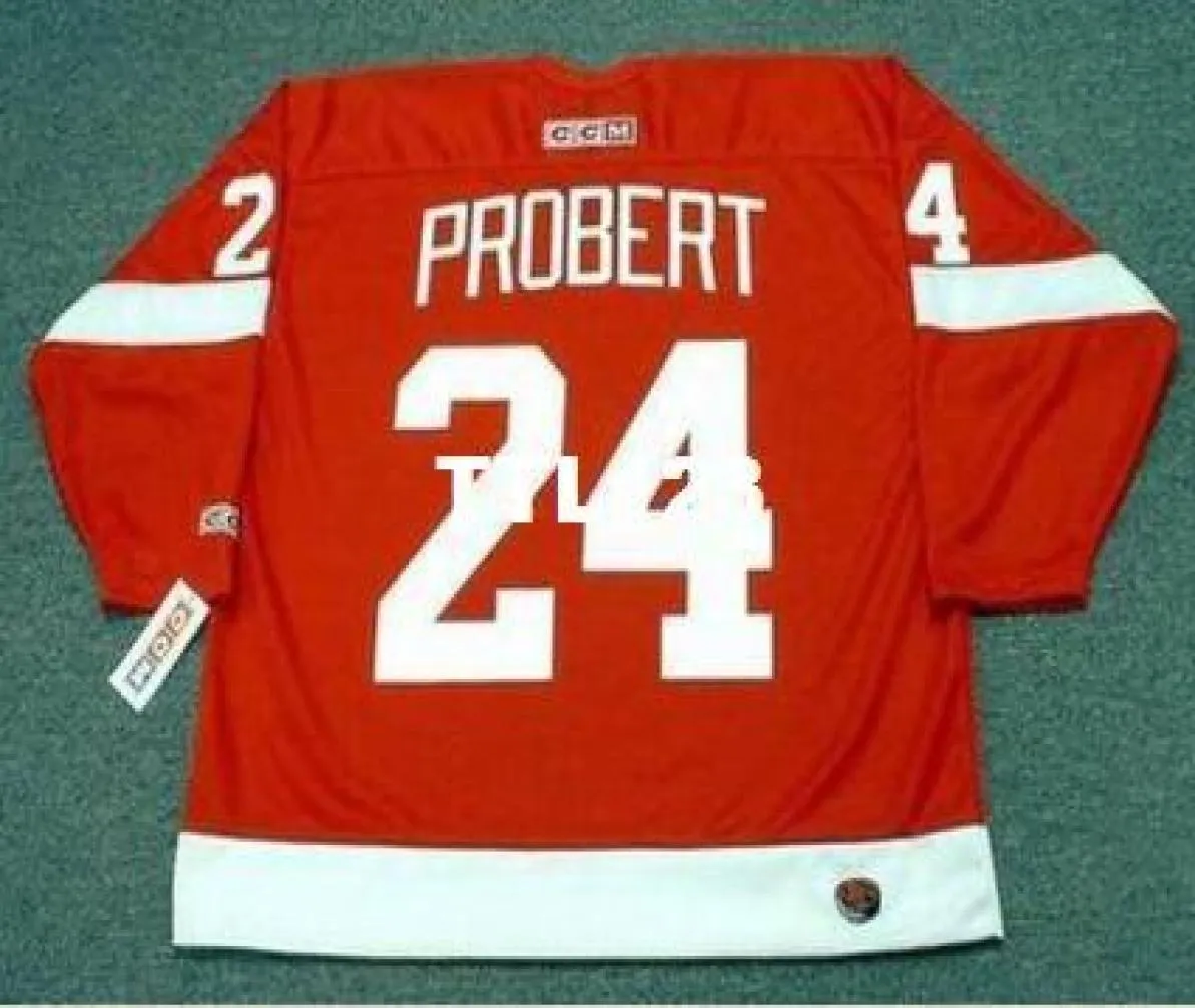 Mens Hockeys 24 Bob Probert 1993 CCM Vintage Home Hockey Jersey eller Custom Eventuellt namn Nummer Retro Jersey1014497