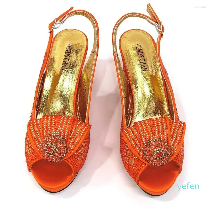 Abendschuhe mit Pailletten, ausgezeichnet, 2024, Orange, hochwertiges Peep-Toe-Design, reife Klassiker für Damen