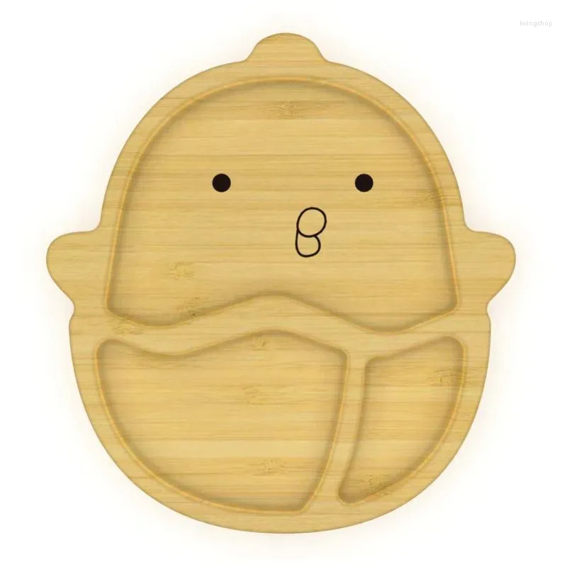 Plates Frog Wooden Dinner Plate Bowl Tableware With Silicone Suction Cup Cartoon