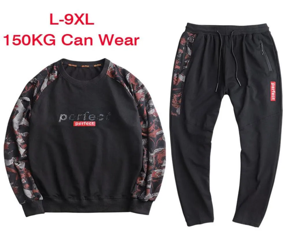 Men loose Jogging suit 150KG Can Wear large size 9XL Sport Suit 95 cotton comfortable outdoor Large oversize sportswear7763161