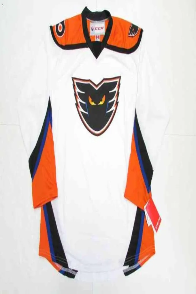 Rzadka zszyta niestandardowa dolina Lehigh Phantoms White CCM Hockey Jersey Dodaj dowolny numer nazwy mężczyzn Młodzież Kobiety XS5XL1186934