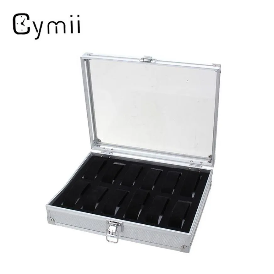 Whole-12 Grid Aluminium Watch Storage Case Bracelet Organiser Professional Wrist Watches Display Box Jewelry Storage Holder Ca250i