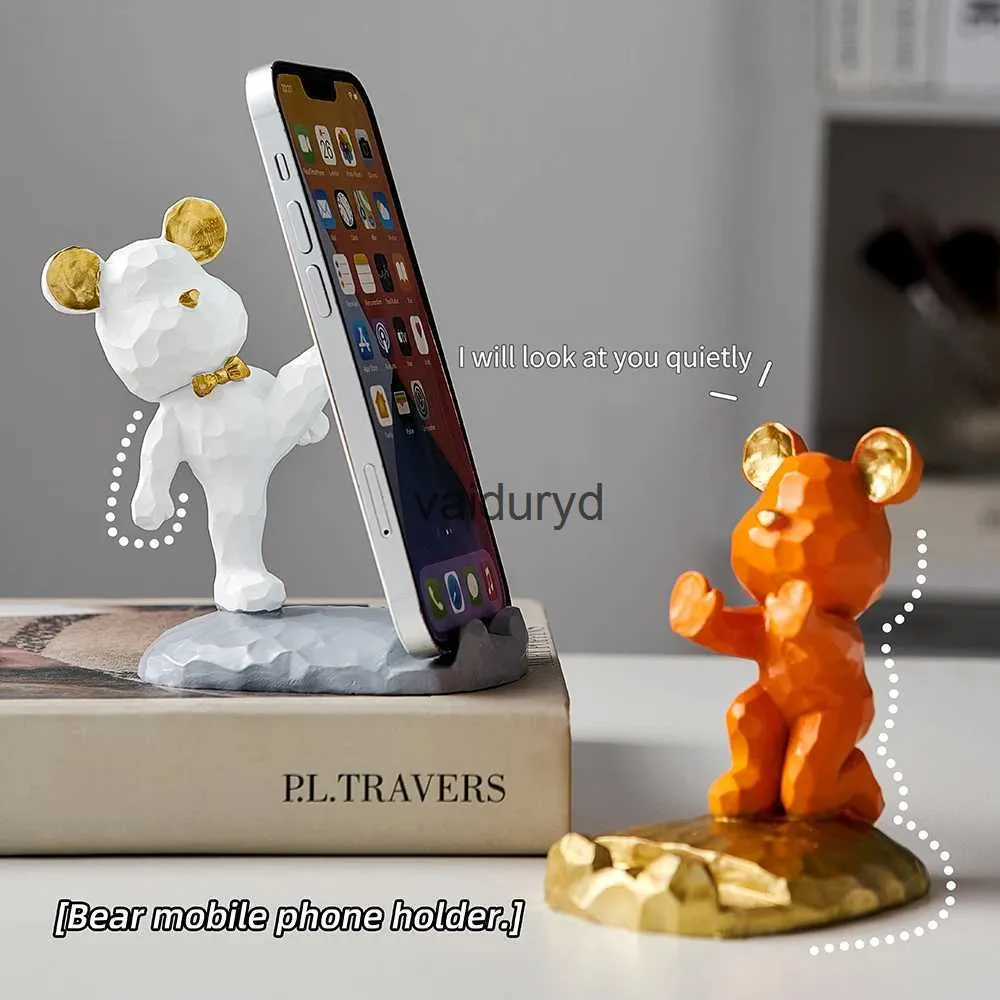 Decorative Objects Figurines Home Decoration Violent Bear Phone Holder kawaii desk accessories aesthetic room decor gadgets desktop sculpture gamingvaiduryd