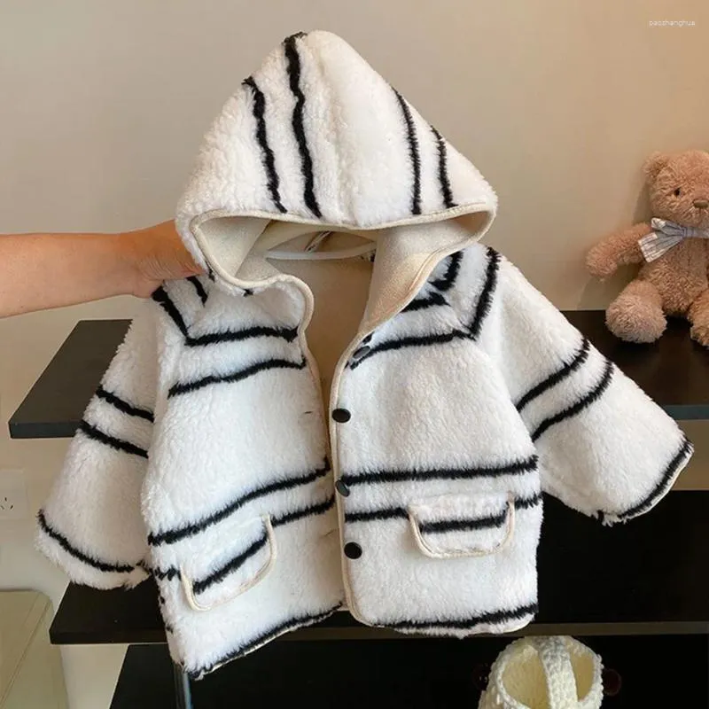 Jacken Herbst Winter Mädchen Kinder Mantel Strickjacke Langarm Kaschmir Kinder Baby Kleinkinder Mit Kapuze Mäntel Outwear Casacos ADK2882