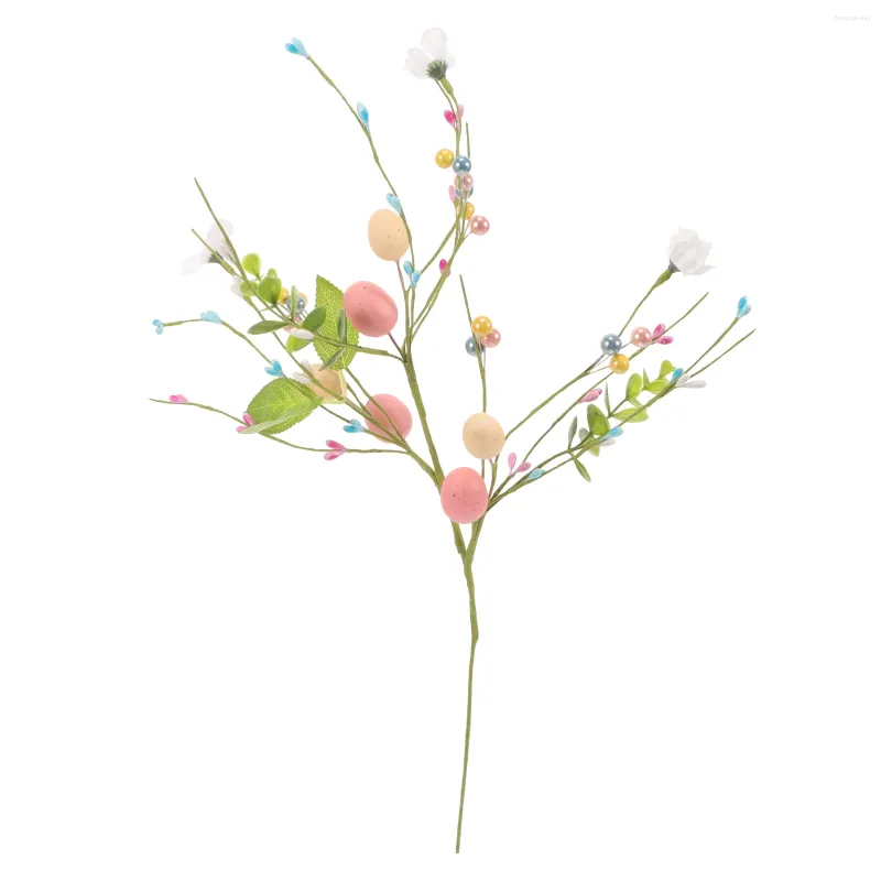 Fleurs décoratives artificielles, tige d'œuf de pâques, Simulation de brindille florale avec décoration de fête