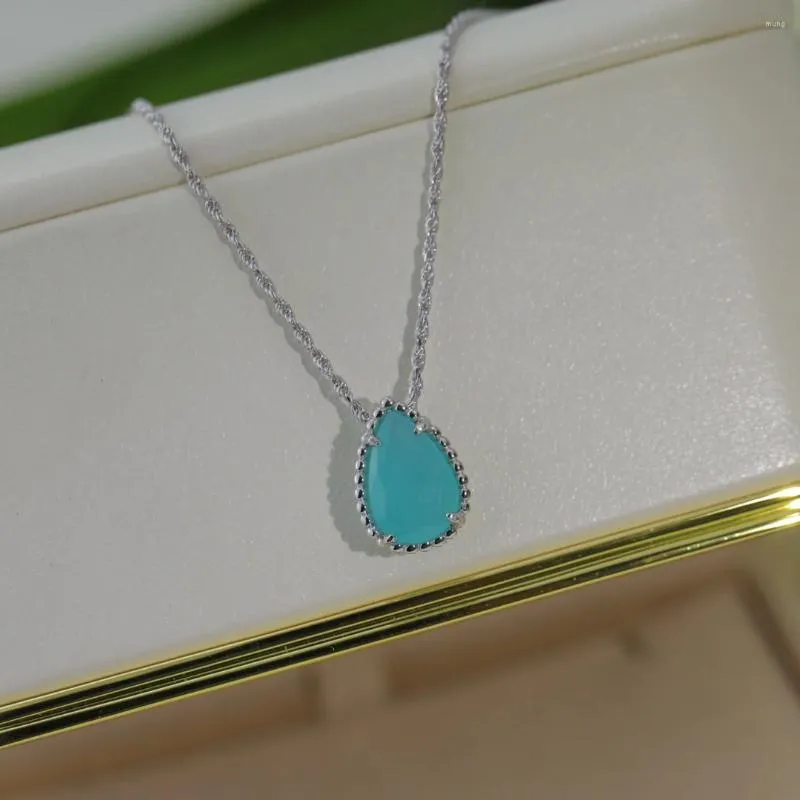 Pendant Necklaces High Quality Silver Color Light Blue Stone Full Zricon Water Drop Sets For Women Luxury Jewelry DN050