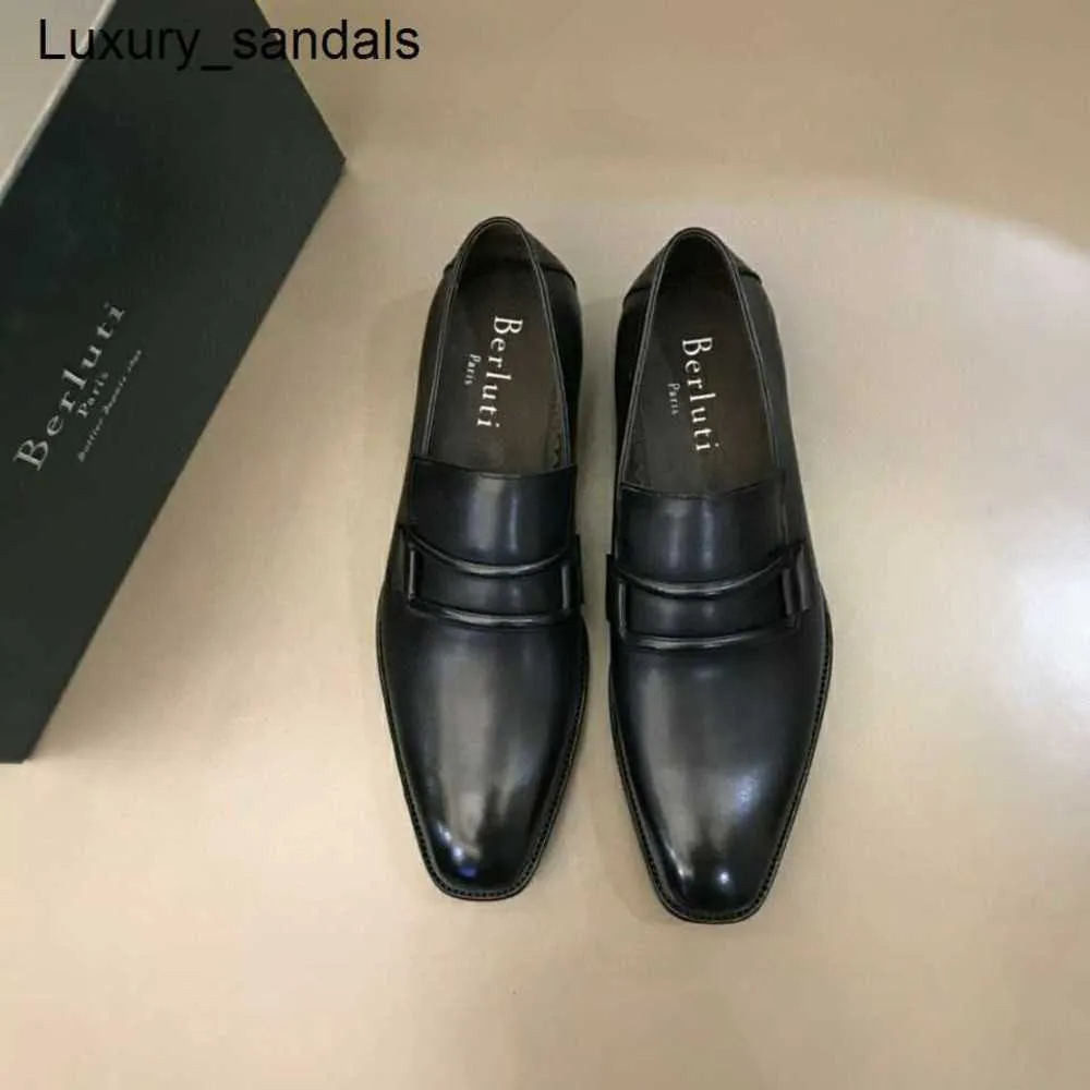 Berluti – chaussures habillées en cuir pour hommes, nouvelle collection Business et décontractée avec petite tête carrée, semelle véritable polie à la main, Lefu Rj, 2024