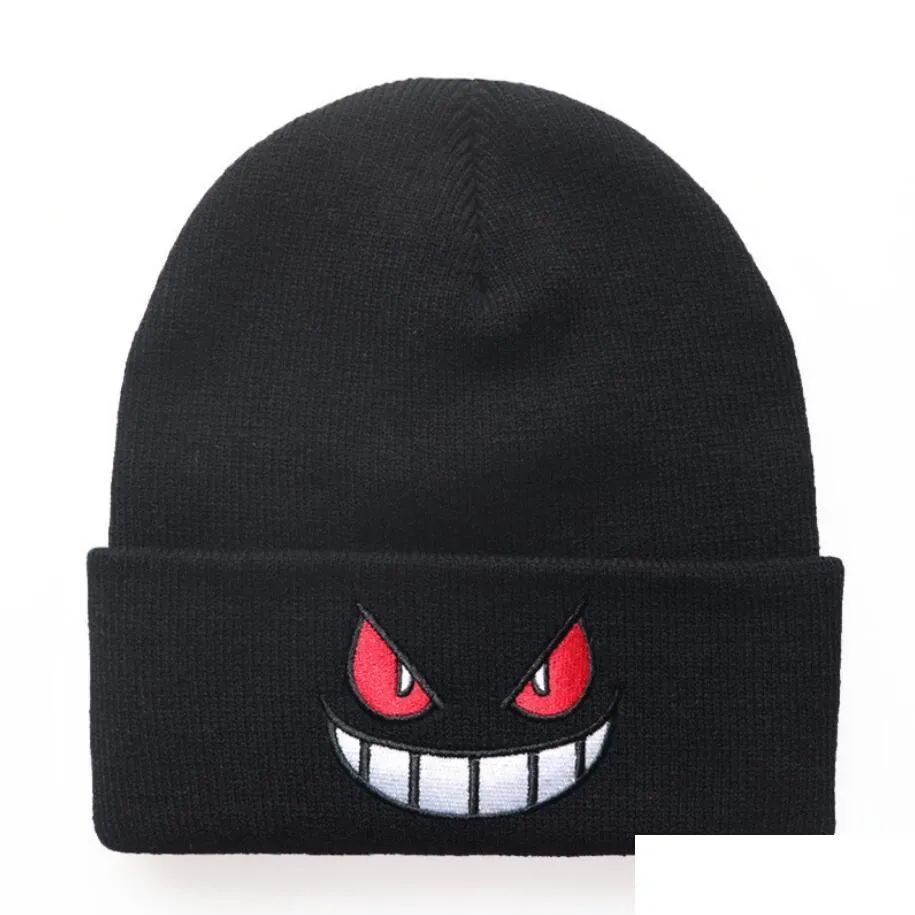 Beanie/Kafatası Kapakları Kış Dış Mekan Beanie için Uni Örme Kahudi Kawaii Gengar Hood Şapka Günlük Doğum Günü Cadılar Bayramı Şapkaları Bisiklet Kayak Kapağı 8 Col DH41V