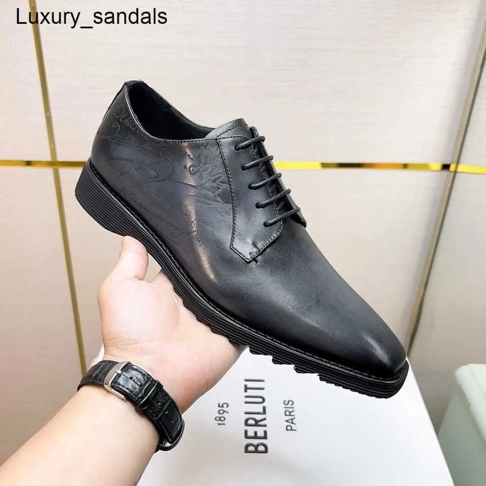 Berluti męskie sukienki buty skórzane berluti nowy wzór scritto kolor calfskin dżentelmens Business rj