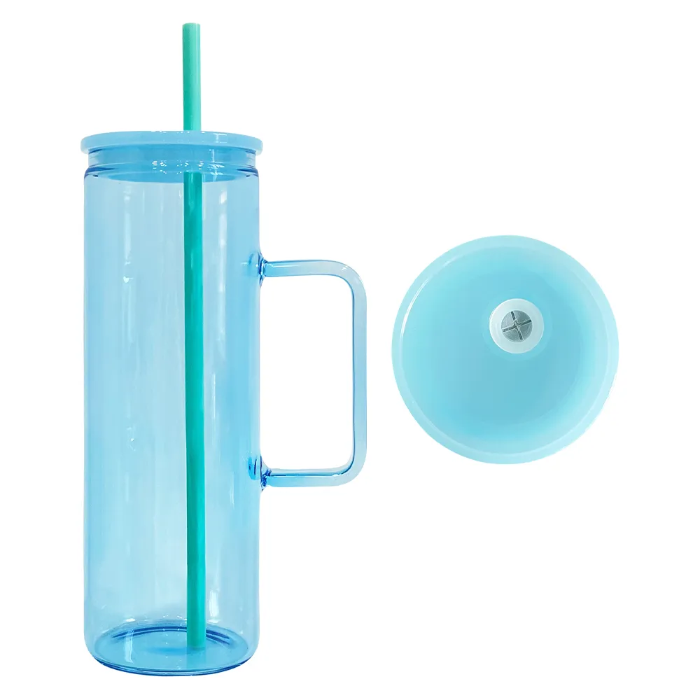 20oz Clear Glass Coffee Mugs with Colored PP Lid and Straw, Reusable  Borosilicate Glass, Case from Dhgate Mugs - price 94.08