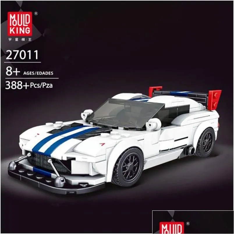 Lepin blokları Mod King 27011 Film Oyunu Teknik Statik Versiyon Dodge Viper Acr Roadster Binası 388pcs Tuğla Oyuncaklar Çocuklar için Del Dhtkn Del