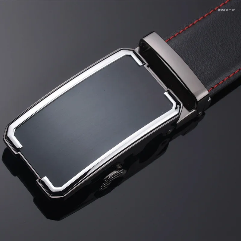 Belts Luxury Black Cow Genuine Leather Belt For Men 2024 Top Quality Alloy Automatic Ratchet Buckle Cowhide Male Strap B369