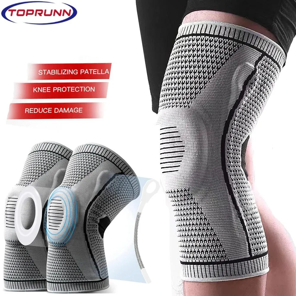 Pads 1pair Silicone Full Knee Brace Strap Patella Medial Support Knee Compression Sleeves Protection Sport Pads Running Basketball