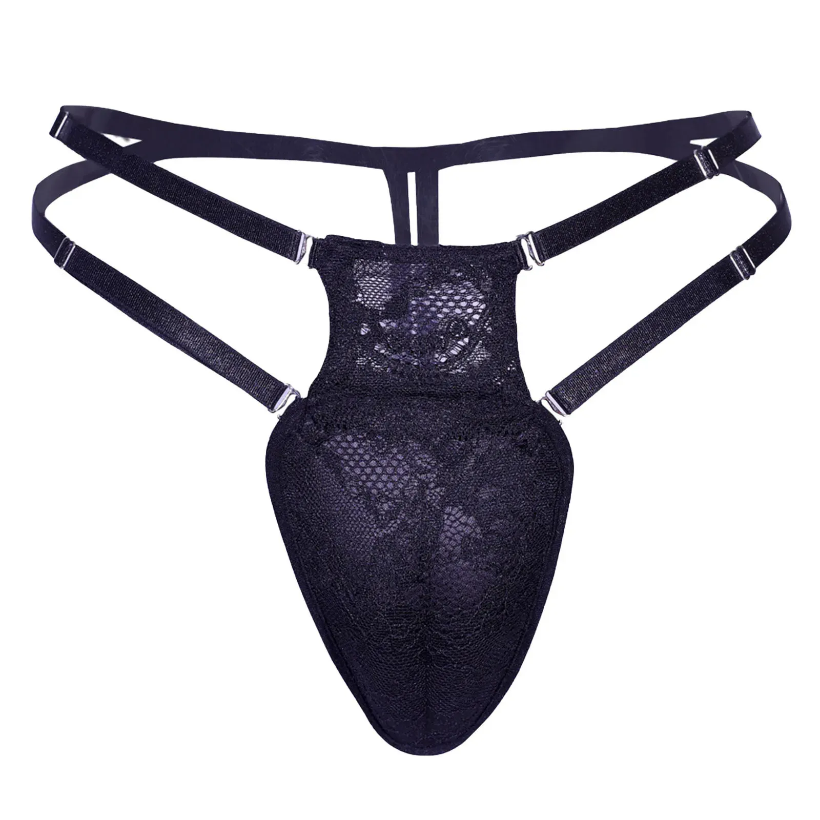 メンズ・シッシー・アンダーパンツ花柄のレースクロスドレッサーG-String Drag Queen Low Rise Strappy T-Back Elastic Band Thong Nightwear 240110