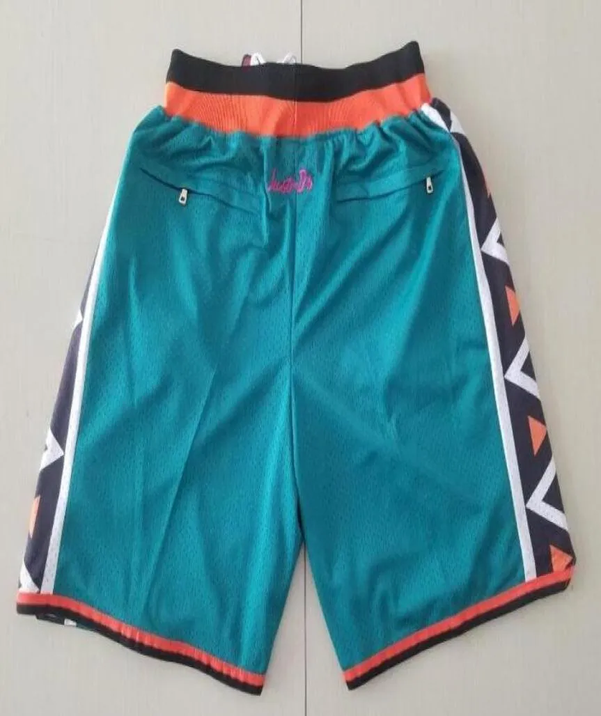 شورتات جديدة 1996 All Stars Team Shorts خمر Baseketball Shorts Zipper Running Clothes Teal Green Color فقط بحجم SX6112964