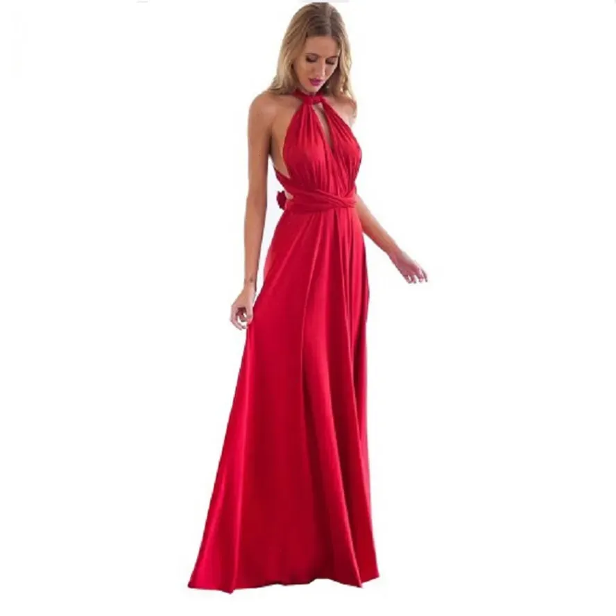 Sexy femmes Multiway Wrap Convertible Boho Maxi Club rouge Bandage Longue Robe de soirée demoiselle d'honneur infini Robe Longue Femme 240111
