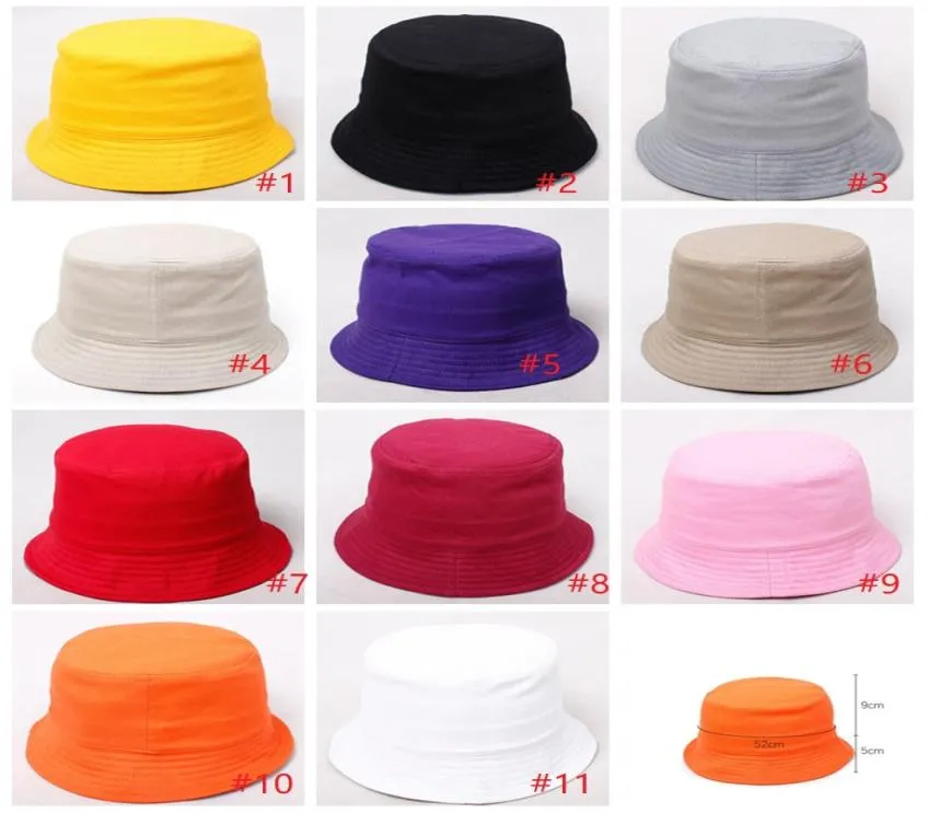 Effen kleur Beanie Caps Outdoor hoed Kinderen raster Emmer Hoed Casual Bloem Zon Bedrukt Wastafel Canvas Tropenhelm kinderen visser Baby petjes7901808