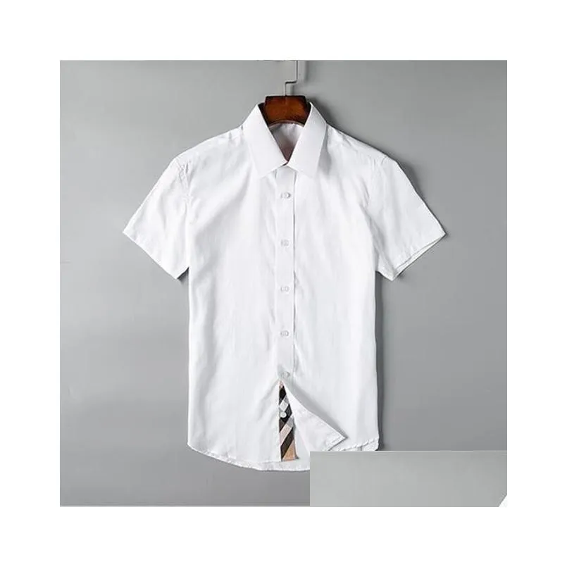 Men'S Casual Shirts Luxurys Designers Summer High Quality Fashion Mens Dress Business Shirt Linen Station Collar Short-Sleeved M-3Xl Dhvlx