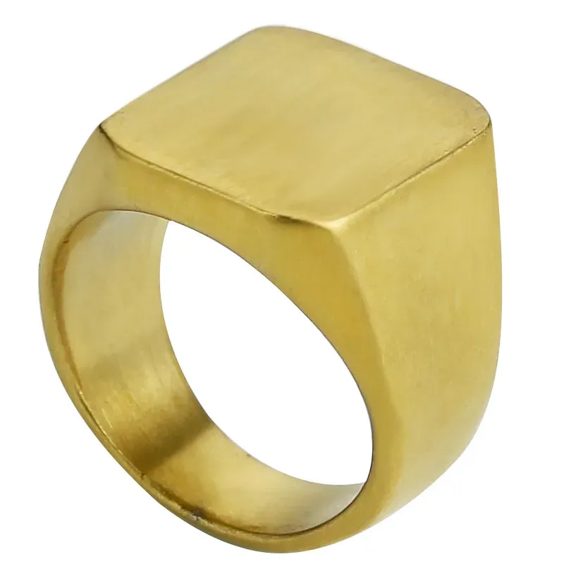 Schmuck Herren Goldene Farbe Matt Einfacher Siegelfinger-Manschettenring 14 Karat Gelbgold Mode Party Quadratischer Bandring für Frauen