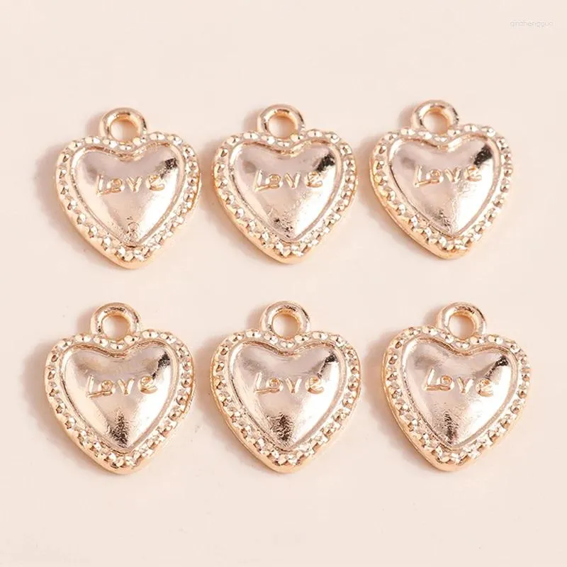 Charms 20pcs 13 16mm 골드 컬러 합금 사랑 하트 DIY 팔찌 목걸이 Pendans 수제 보석 제조 액세서리