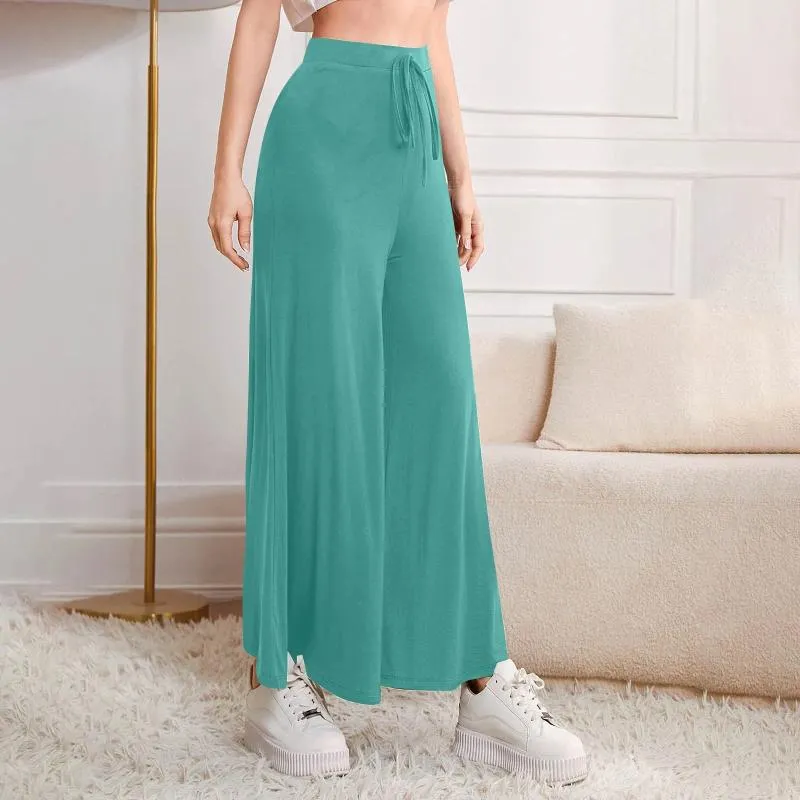 Damesbroeken Dames Elegant Ijs Zijde Hoge Taille Wijde Pijpen Casual Koreaanse Mode Losse Kleding Comodi Pantalones De Mujer