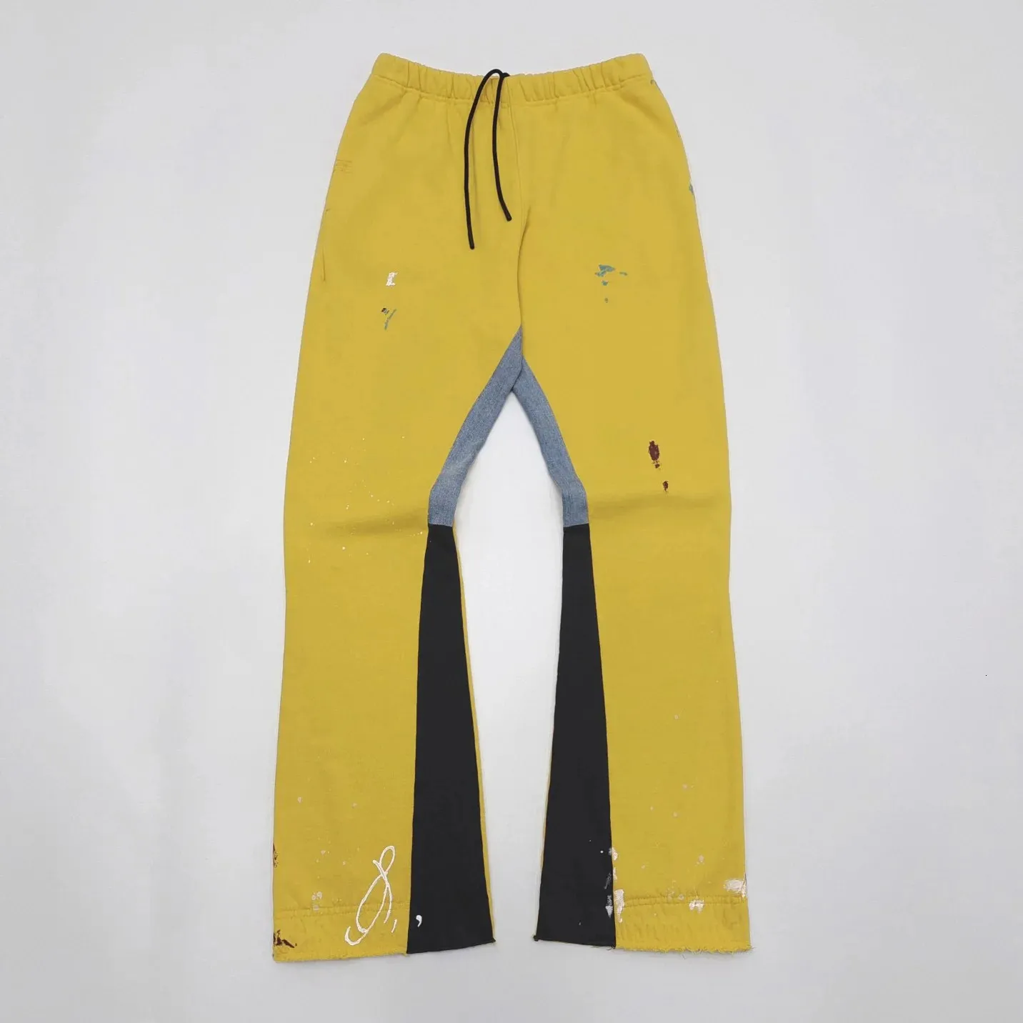 GD осенне-зимние желтые брюки в стиле пэчворк для мужчин и женщин, леггинсы, брюки 240111