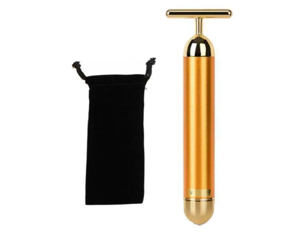 Gold Roller Vibrating Facial Massager Slimming Skin Beauty Bar Lift Drawing Wrinkle Pulse FÖRSTA MASSAGE8026158