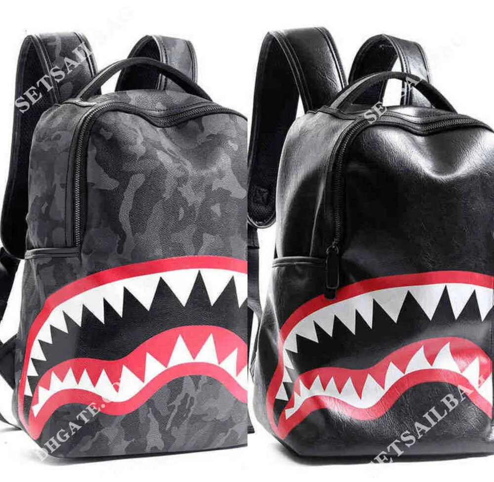 Ryggsäck stil ryggsäckar designer mäns ryggsäck rese handväska mode gitter ryggsäck student skolväska stor kapacitet hajväska street man bokväska