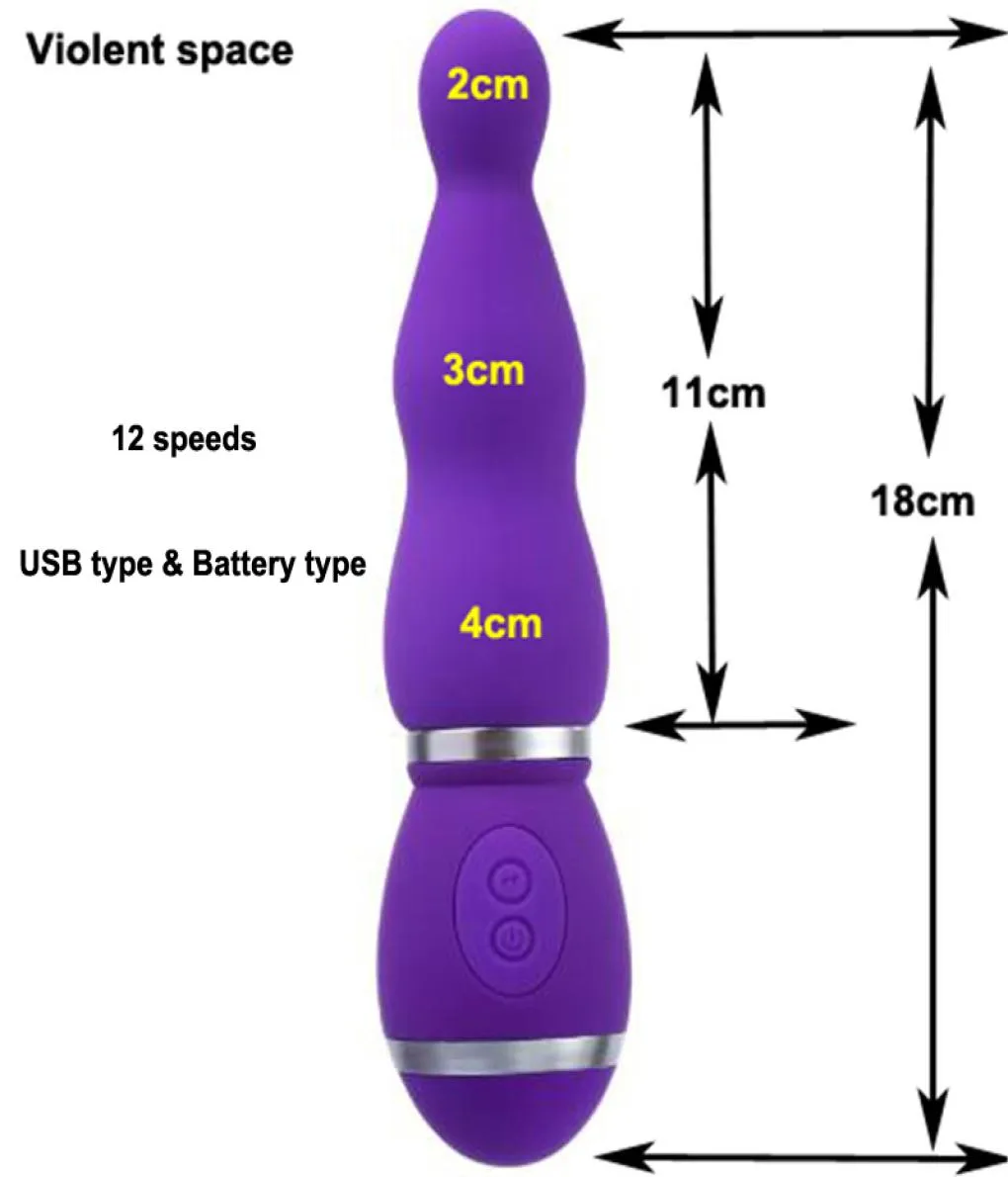 Gewalttätiger Raum 12 Geschwindigkeiten Analdildo Vibrator Sexspielzeug für Frauen Männer Klitoris Stimulator Zauberstab Vibratoren für Frauen Sexe S19708336575