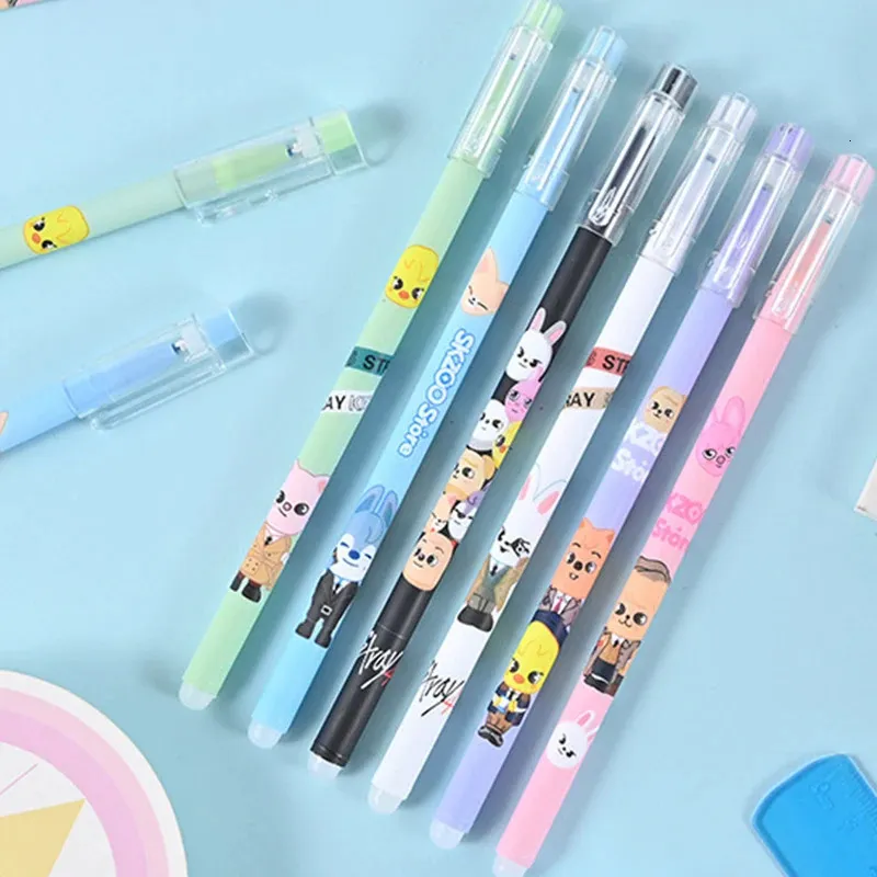 12 Stylos Effaçables Stray Kids + 1 Porte-Clés - Stylo Gel Noir Kpop, Cadeau Parfait Pour Fans SKZ