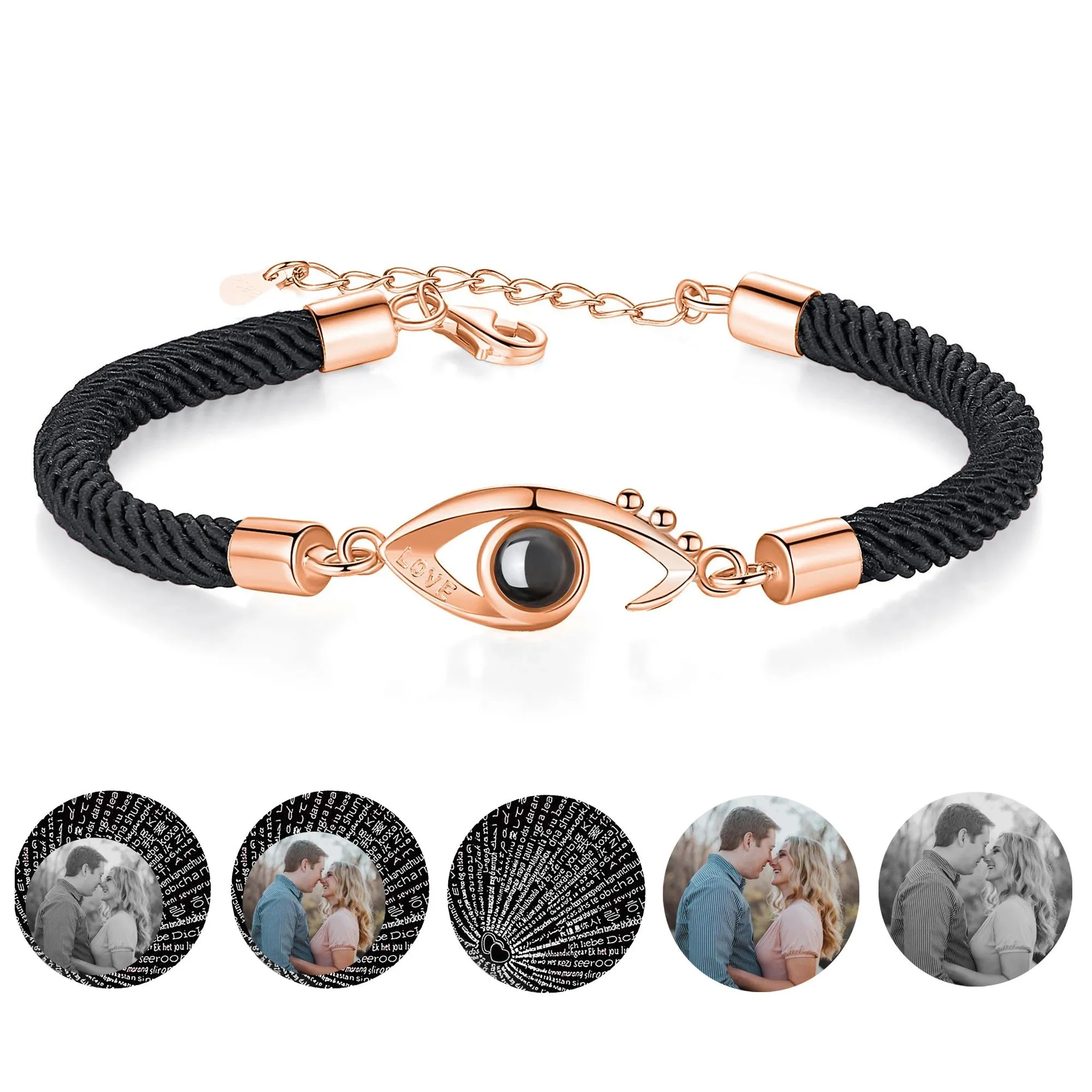 Armbänder Anpassbare Foto-AugenKreis-Foto-Armband Projektionsarmbänder Personalisiertes individuelles Foto-Armband mit Paar-Gedenkschmuck