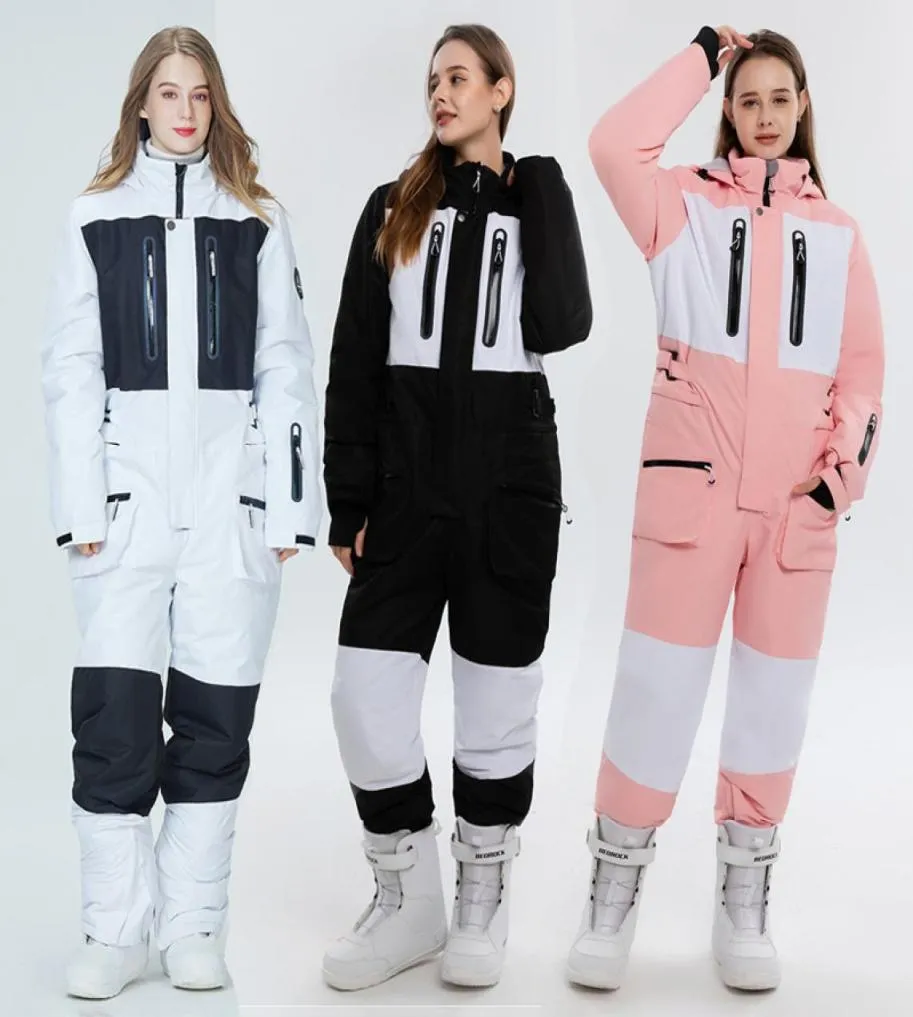 Skidåkning Vattentät skiddräkt Kvinnor Thermal Snowboard Jumpsuit Female Mountain Sport Woman Totalt damer kläder 2209065475090